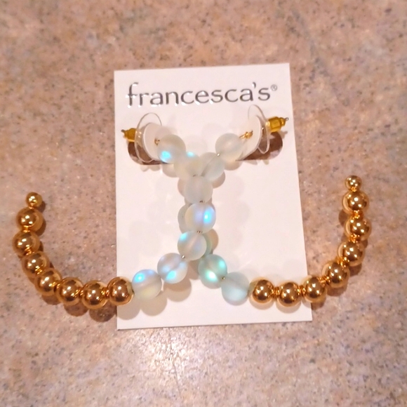 Francesca's Collections Jewelry - NWT Francesca's Beaded Irredescent Hoop Earrings